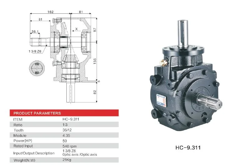 Hot Sale Agricultural 90 Degree Farm Pto Right Angle Gearbox for Tractor Slasher Rotary Tiller PGA Feeder Mixer Earth Auger